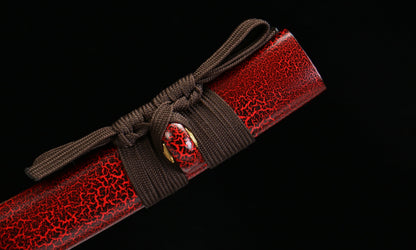 "Celestial Flame" 1065 Steel Wakizashi - 12.6" Oil-Tempered Blade | Zinc Alloy Fittings & Cedar Saya | No.310Hand-forged katana