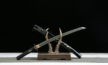 "Golden Scale" Hand-Forged Katana - 22" Clay-Tempered Blade | Gold/Silver Fittings & Mother-of-Pearl Saya | No.3850Hand-forged katana