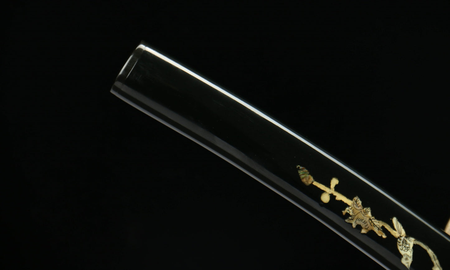 "Golden Scale" Hand-Forged Katana - 22" Clay-Tempered Blade | Gold/Silver Fittings & Mother-of-Pearl Saya | No.3850Hand-forged katana