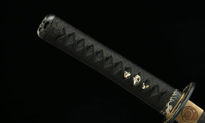 "Golden Scale" Hand-Forged Katana - 22" Clay-Tempered Blade | Gold/Silver Fittings & Mother-of-Pearl Saya | No.3850Hand-forged katana