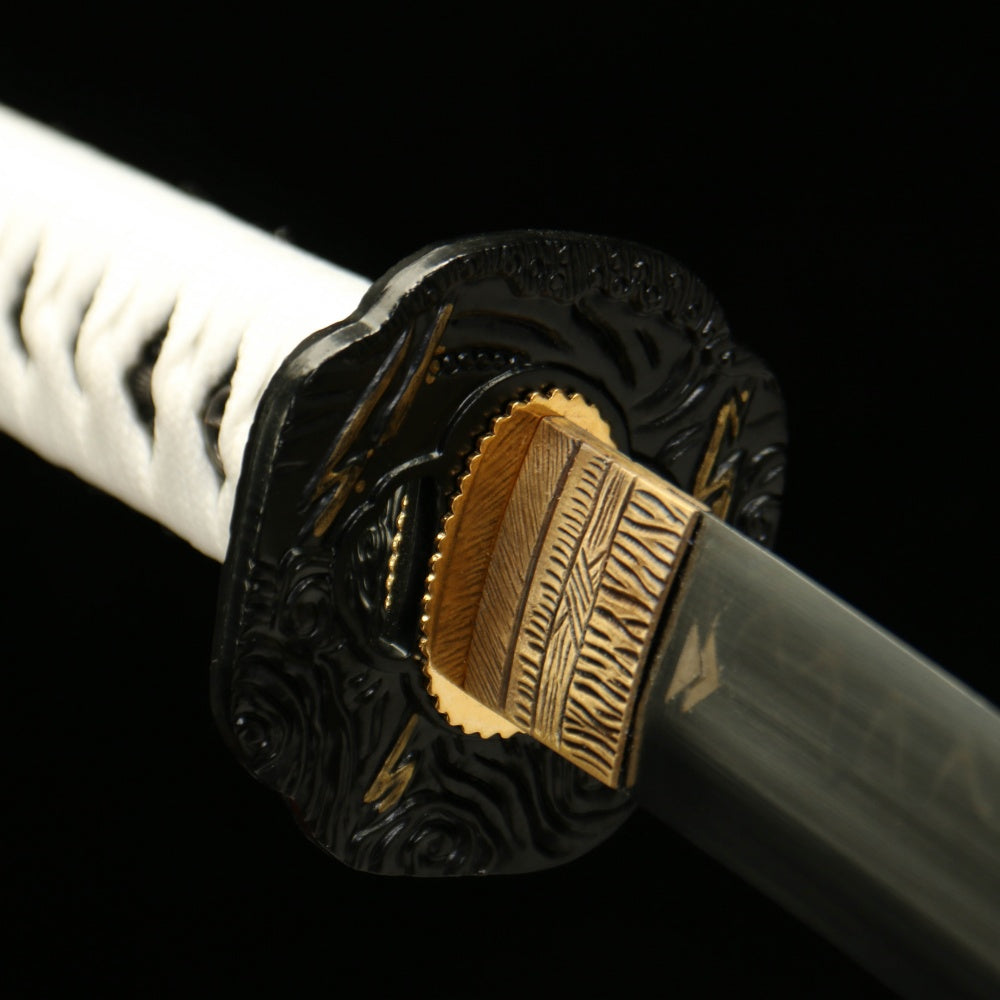 Ghost of Tsushima Katana - T10 Clay Tempered (Yakiba) Blade, Blue Bark Wood Saya, Anime Game Collectible, Model 610,Battle-ready katana