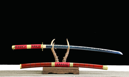 Sandai Kitetsu Replica - Anime Style Collection Sword, 1045 Steel Oil-Quenched, Blue Bark Wood Sheath, 103cm Overall, Model 370,Battle-ready katana