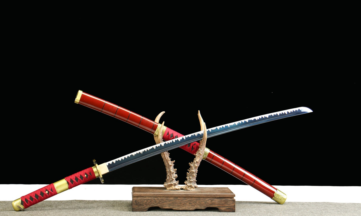 Sandai Kitetsu Replica - Anime Style Collection Sword, 1045 Steel Oil-Quenched, Blue Bark Wood Sheath, 103cm Overall, Model 370,Battle-ready katana