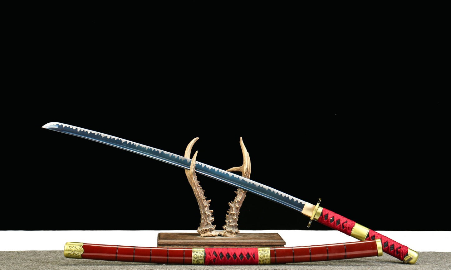 Sandai Kitetsu Replica - Anime Style Collection Sword, 1045 Steel Oil-Quenched, Blue Bark Wood Sheath, 103cm Overall, Model 370,Battle-ready katana