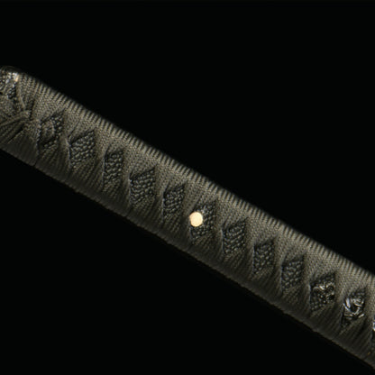 "Boya Dusk Fang" Katana - 28.3" Twilight-Forged 1045 Carbon Steel | Oxidation-Resistant Zinc Alloy | Weathered Blue Bark Saya | 40.5" Predator Collection,Battle-ready katana