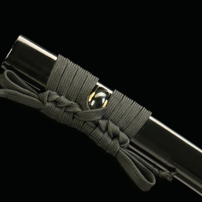 "Boya Dusk Fang" Katana - 28.3" Twilight-Forged 1045 Carbon Steel | Oxidation-Resistant Zinc Alloy | Weathered Blue Bark Saya | 40.5" Predator Collection,Battle-ready katana