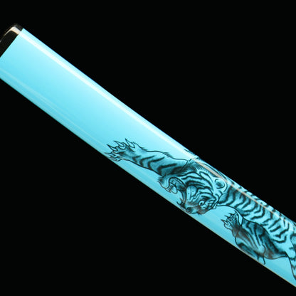 "Boya Dusk Fang" Katana - 28.3" Twilight-Forged 1045 Carbon Steel | Oxidation-Resistant Zinc Alloy | Weathered Blue Bark Saya | 40.5" Predator Collection,Battle-ready katana