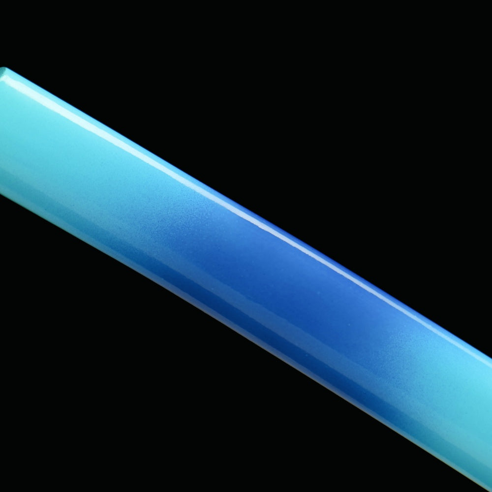 "Aoi Honō Cobalt Inferno" Katana - 28.3" Flame-Tempered 1065 High Carbon Steel | Anti-Corrosion Zinc Alloy | Charred Blue Bark Saya | 40.5" Fire Art Collection,Battle-ready katana