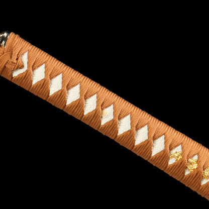 "Akiyama Crimson Harvest" Katana - 28.3" Autumn-Tempered 1065 Steel | Maple-Engraved Zinc Alloy | Wabi-Sabi Blue Bark Saya | 40.5" Seasonal Art Collection,Battle-ready katana