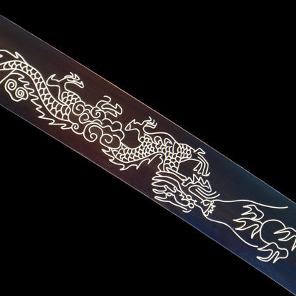 "Crimson Celestial" Blue-Tempered Katana - 28.3" 1065 Carbon Steel | Zodiac Alloy Fittings | Etherwood Saya | Annihilator Series,Functional samurai sword