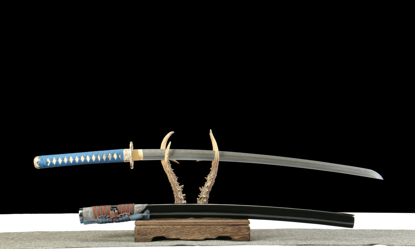 "Celestial Forge" Traditional Katana - 28.3" Tamahagane Steel | Copper Cloud Fittings | Partial Rayskin Saya | Master Smith's Legacy,Functional samurai sword