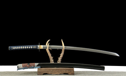 "Silver Heron" Monk-Forged Katana - 28.3" Tamahagane Steel | Gilt Copper Fittings | Partial Stingray Saya | Imperial Artisan Series,Functional samurai sword
