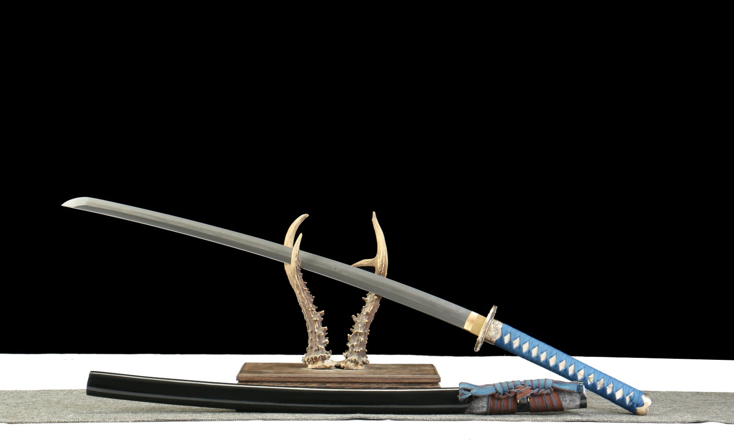 "Celestial Forge" Traditional Katana - 28.3" Tamahagane Steel | Copper Cloud Fittings | Partial Rayskin Saya | Master Smith's Legacy,Functional samurai sword