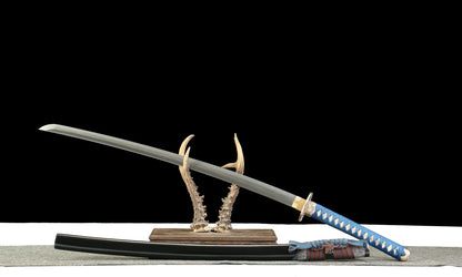 "Celestial Forge" Traditional Katana - 28.3" Tamahagane Steel | Copper Cloud Fittings | Partial Rayskin Saya | Master Smith's Legacy,Functional samurai sword