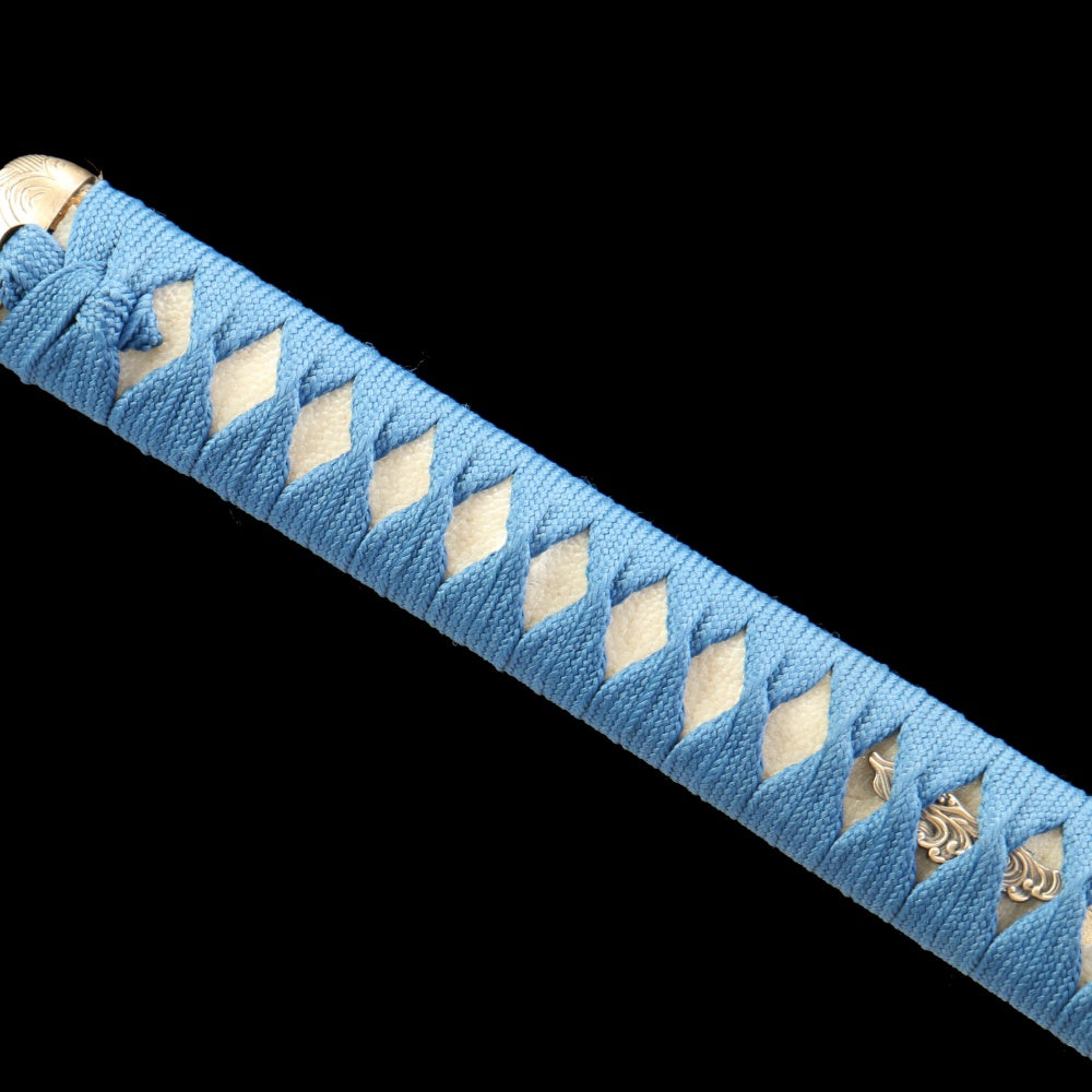 "Celestial Forge" Traditional Katana - 28.3" Tamahagane Steel | Copper Cloud Fittings | Partial Rayskin Saya | Master Smith's Legacy,Functional samurai sword