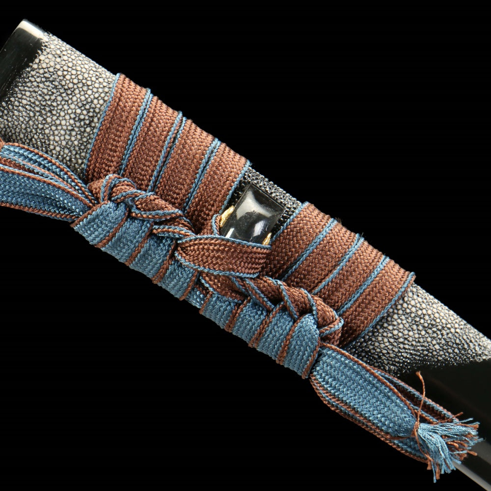 "Celestial Forge" Traditional Katana - 28.3" Tamahagane Steel | Copper Cloud Fittings | Partial Rayskin Saya | Master Smith's Legacy,Functional samurai sword