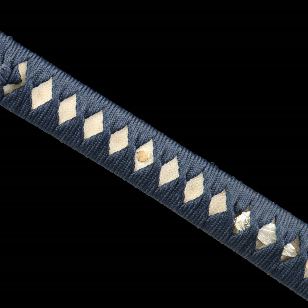 "Silver Heron" Monk-Forged Katana - 28.3" Tamahagane Steel | Gilt Copper Fittings | Partial Stingray Saya | Imperial Artisan Series,Functional samurai sword