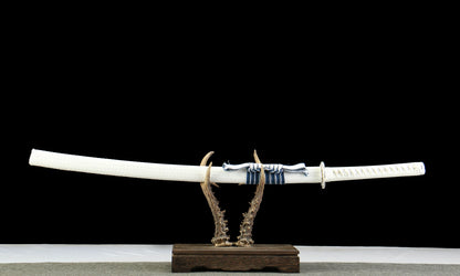 "Argent Edge" Katana - 28.3" 1065 Carbon Steel | Frost Textured Fittings | Minimalist Saya | Essential Samurai Sword,Functional samurai sword