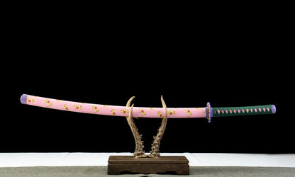 Demon Slayer Kokushibo Katana - Official Style Nichirin Sword, Six-Sided Polish, Blue-Painted Wood Sheath, 58HRC for Cosplay & Display,Battle-ready katana