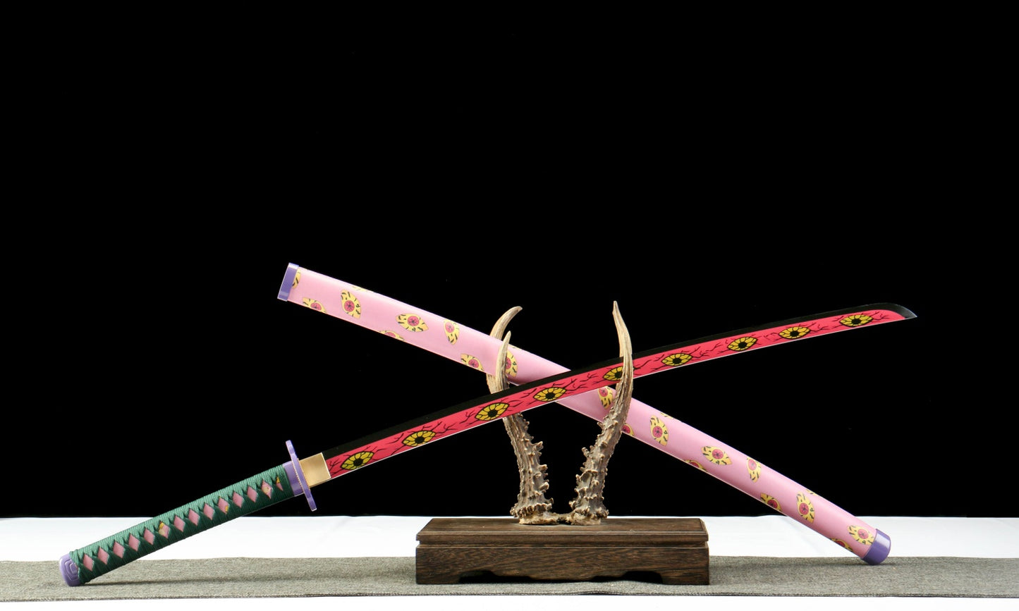 Demon Slayer Kokushibo Katana - Official Style Nichirin Sword, Six-Sided Polish, Blue-Painted Wood Sheath, 58HRC for Cosplay & Display,Battle-ready katana