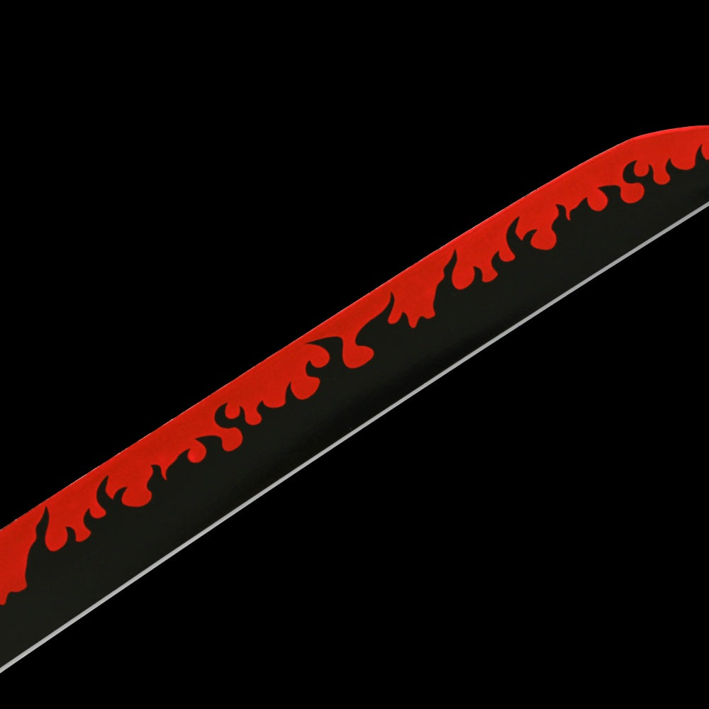 Demon Slayer: Kyojuro Rengoku's Nichirin Sword Replica - Anime Style with Green Lacquered Sheath, 58HRC Hardness, for Cosplay & Display,Battle-ready katana