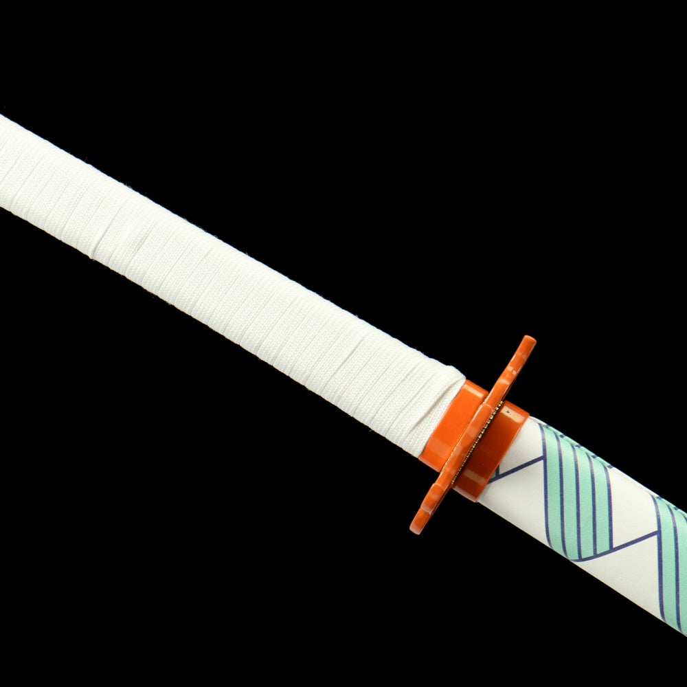 Demon Slayer: Kyojuro Rengoku's Nichirin Sword Replica - Anime Style with Green Lacquered Sheath, 58HRC Hardness, for Cosplay & Display,Battle-ready katana
