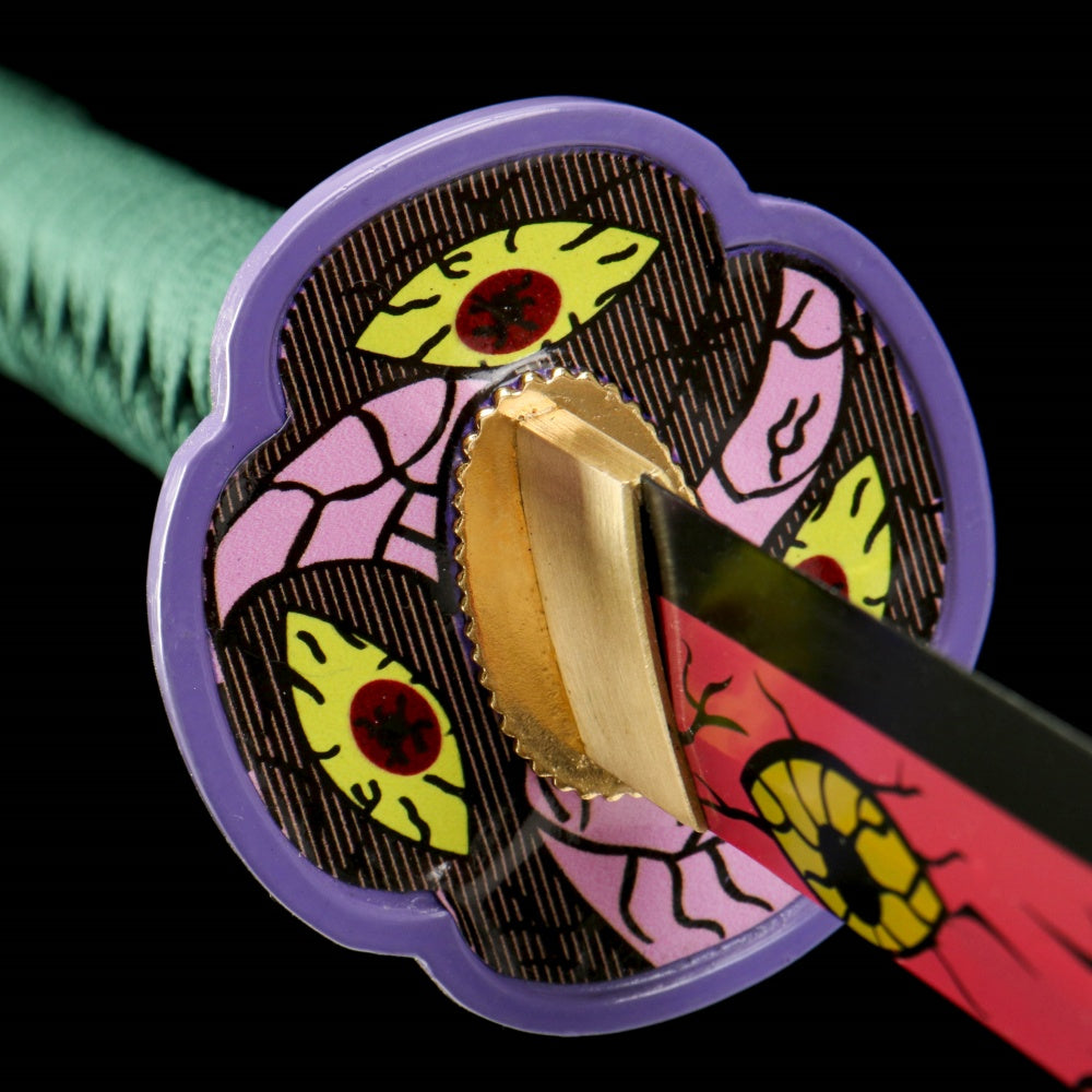 Demon Slayer Kokushibo Katana - Official Style Nichirin Sword, Six-Sided Polish, Blue-Painted Wood Sheath, 58HRC for Cosplay & Display,Battle-ready katana