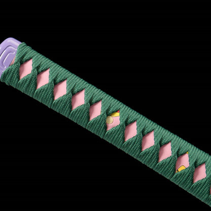 Demon Slayer Kokushibo Katana - Official Style Nichirin Sword, Six-Sided Polish, Blue-Painted Wood Sheath, 58HRC for Cosplay & Display,Battle-ready katana