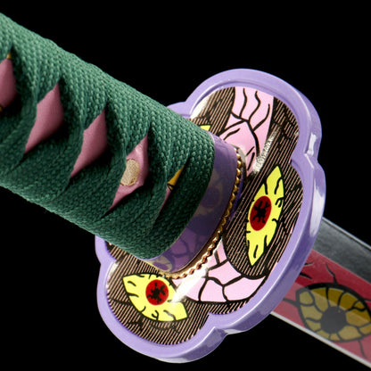 Demon Slayer Kokushibo Katana - Official Style Nichirin Sword, Six-Sided Polish, Blue-Painted Wood Sheath, 58HRC for Cosplay & Display,Battle-ready katana