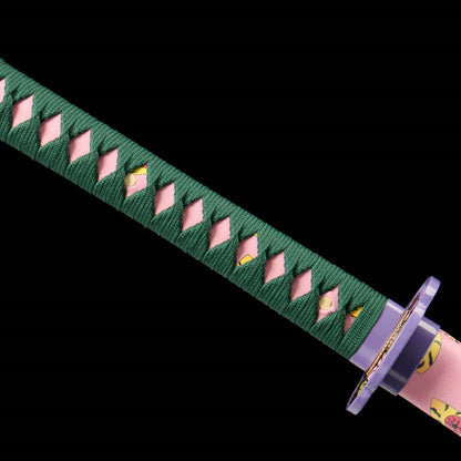 Demon Slayer Kokushibo Katana - Official Style Nichirin Sword, Six-Sided Polish, Blue-Painted Wood Sheath, 58HRC for Cosplay & Display,Battle-ready katana