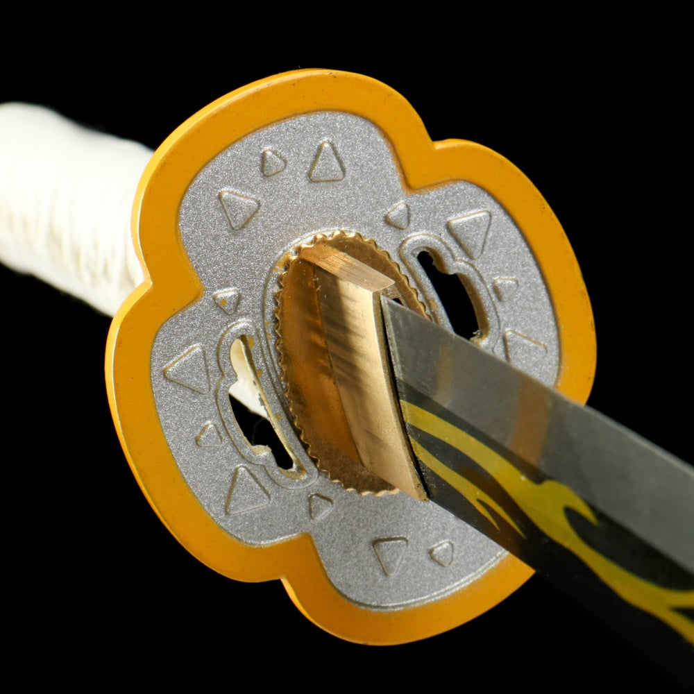 Demon Slayer: Zenitsu Agatsuma Nichirin Sword Replica - Anime Collectible, 105cm with Blue Lacquered Wood Sheath, Official Style,Battle-ready katana