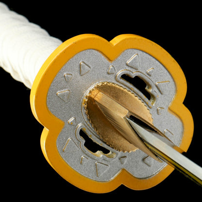 Demon Slayer: Zenitsu Agatsuma Nichirin Sword Replica - Anime Collectible, 105cm with Blue Lacquered Wood Sheath, Official Style,Battle-ready katana