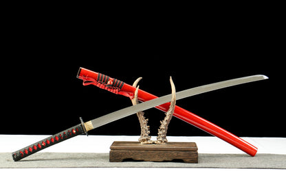 "Blood Eclipse" Katana - 28.3" 65Mn Battle Steel | Solar Tsuba Fittings | Inferno No.370,Functional samurai sword