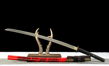 "Crimson Mirage" Katana - 28.3" Phantom 65Mn Blade | Zinc Alloy Tsuba | Alert No.410,Functional samurai sword