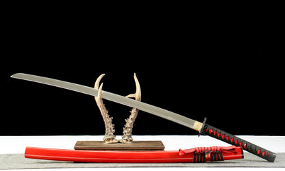 "Blood Eclipse" Katana - 28.3" 65Mn Battle Steel | Solar Tsuba Fittings | Inferno No.370,Functional samurai sword