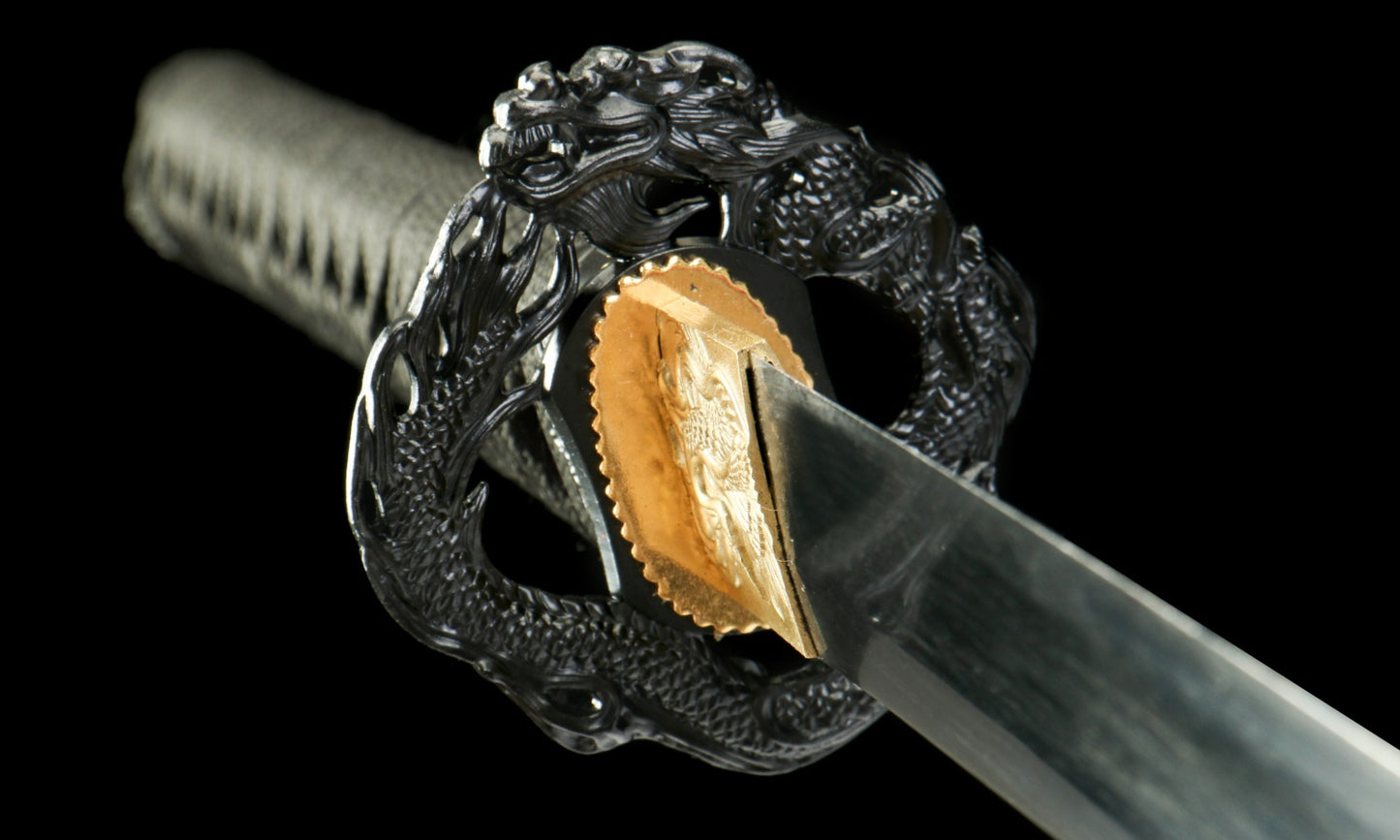 "Blood Eclipse" Katana - 28.3" 65Mn Battle Steel | Solar Tsuba Fittings | Inferno No.370,Functional samurai sword