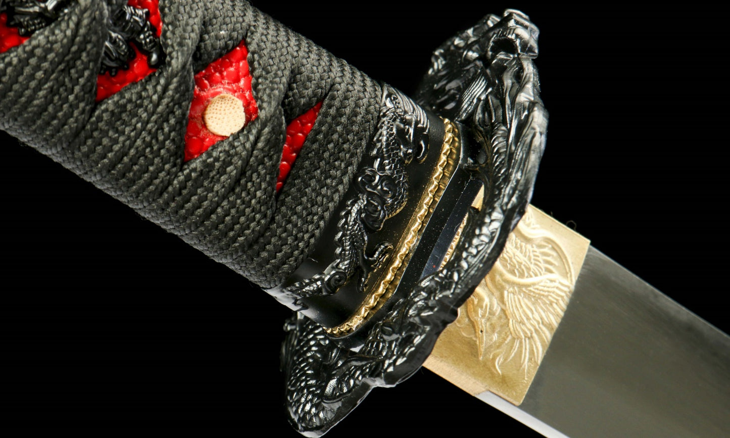 "Blood Eclipse" Katana - 28.3" 65Mn Battle Steel | Solar Tsuba Fittings | Inferno No.370,Functional samurai sword