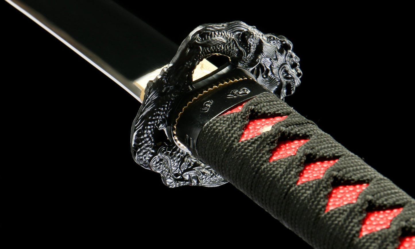 "Blood Eclipse" Katana - 28.3" 65Mn Battle Steel | Solar Tsuba Fittings | Inferno No.370,Functional samurai sword