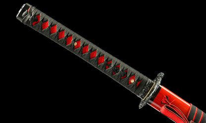 "Blood Eclipse" Katana - 28.3" 65Mn Battle Steel | Solar Tsuba Fittings | Inferno No.370,Functional samurai sword