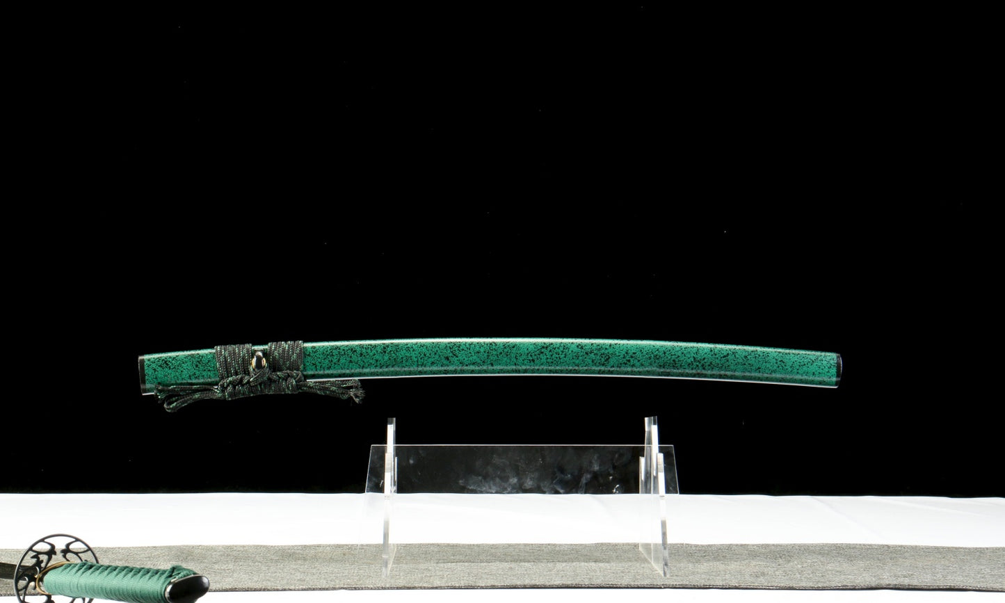 "Azure Ripple" Clover Damascus Katana | Iron Fittings & Genuine Ray Skin Handle | Hand-Forged No.670Battle-ready katana