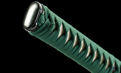 "Azure Ripple" Clover Damascus Katana | Iron Fittings & Genuine Ray Skin Handle | Hand-Forged No.670Battle-ready katana