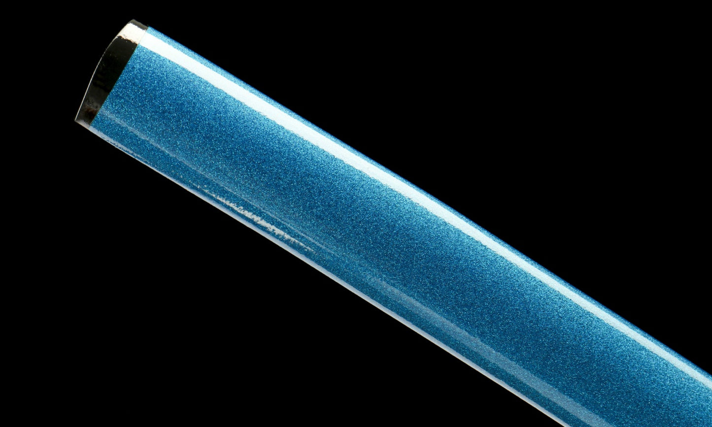 "Azure Tide" Damascus Clover Katana - 28.3" Wave Pattern Blade | Real Ray Skin Grip | Poseidon No.670,Functional samurai sword