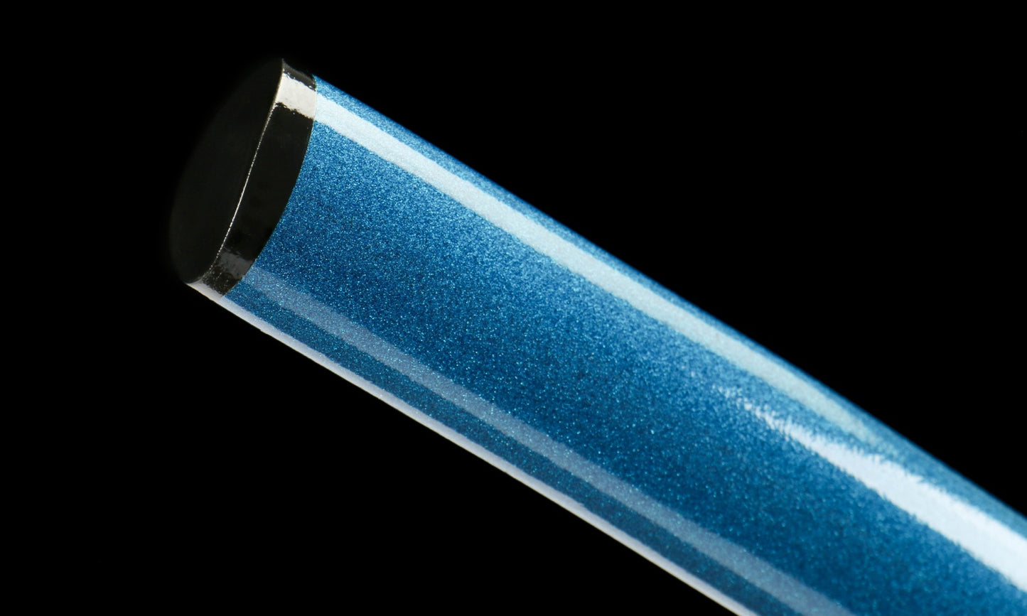 "Azure Tide" Damascus Clover Katana - 28.3" Wave Pattern Blade | Real Ray Skin Grip | Poseidon No.670,Functional samurai sword