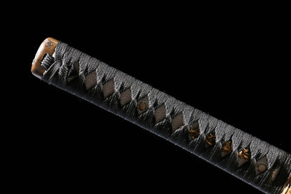 Casket Gold 26-inch T10 Steel Yakiiro Katana | Imitated Lacquered Sheath, Gilded Copper Fittings | Clay-Tempered Full-Tang Blade, Collector's Iaido Sword,Functional samurai sword