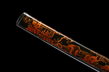 Casket Gold 26-inch T10 Steel Yakiiro Katana | Imitated Lacquered Sheath, Gilded Copper Fittings | Clay-Tempered Full-Tang Blade, Collector's Iaido Sword,Functional samurai sword