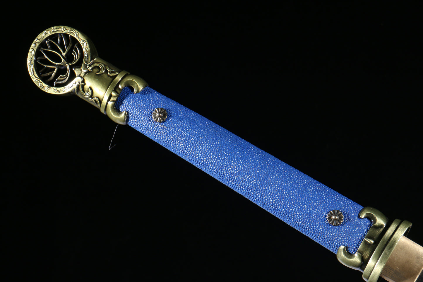 “Ling Long” Tang Dao, 103cm Pattern Welded Steel Blade, 58HRC, Hand-Polished, Leather-Covered Scabbard, for Collection & Martial Arts Appreciation,Hand-forged katana