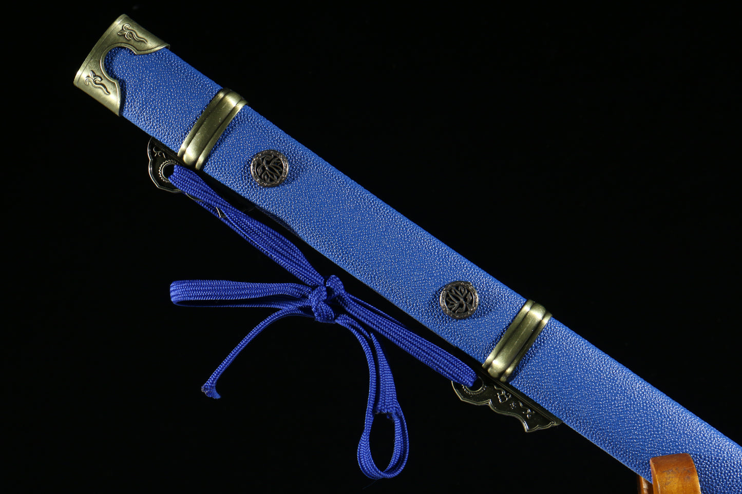 “Ling Long” Tang Dao, 103cm Pattern Welded Steel Blade, 58HRC, Hand-Polished, Leather-Covered Scabbard, for Collection & Martial Arts Appreciation,Hand-forged katana