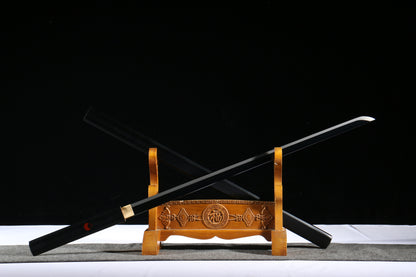 Naruto Style Black Kusanagi, 103cm & 1.2kg Lightweight, 1045 Steel Construction with Black Finish, Anime Prop for Display & Fans,Hand-forged katana