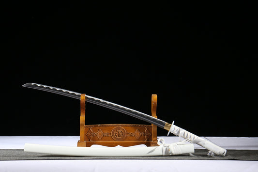 【Traditional Craftsmanship】1045 Steel Hand-forged Katana | Green-painted Wood Sheath | Alloy Fittings | Six-stage Sharpening | 58HRC Hardness | 103cm Full Size Functional samurai sword