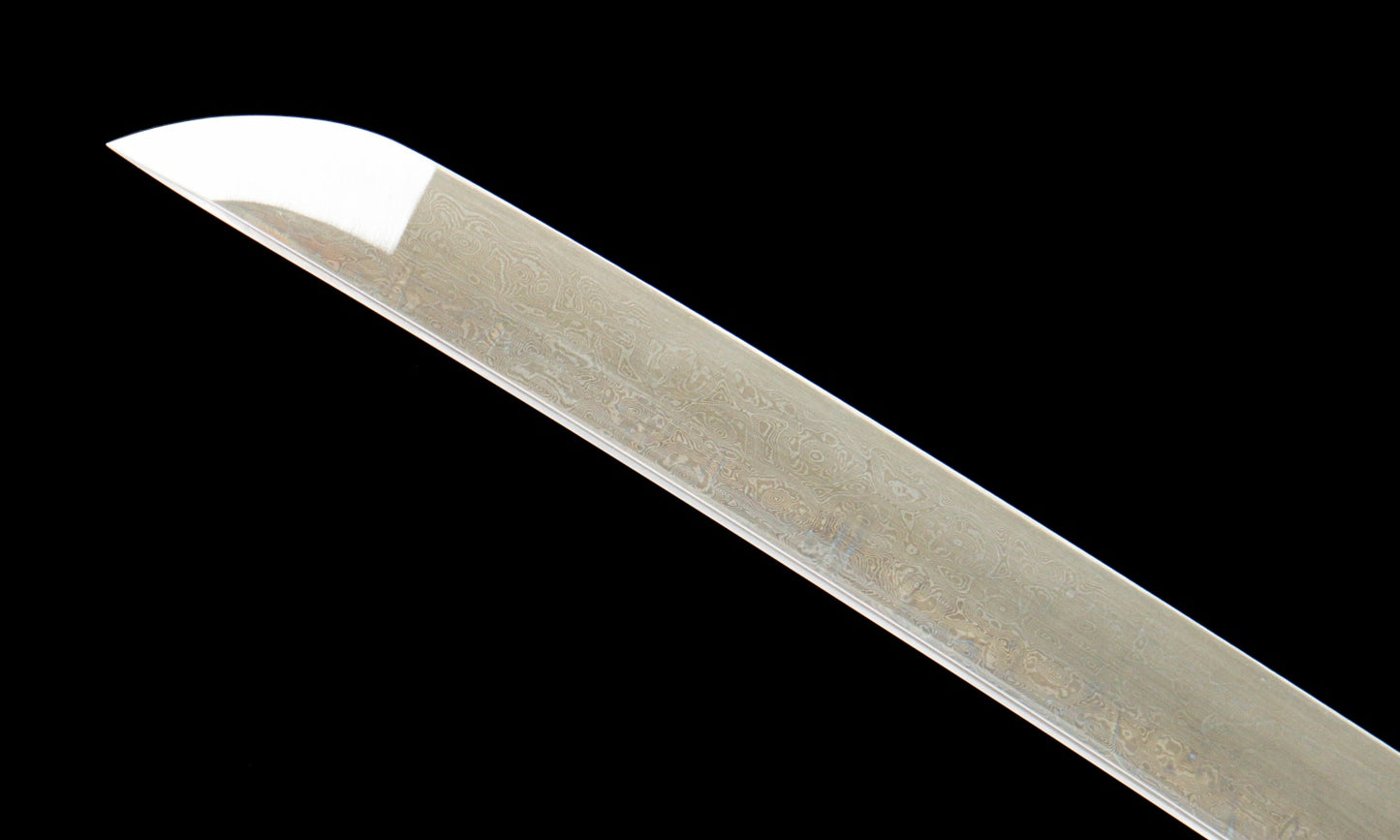 "Black Blaze" Damascus Katana - 28.3" Hand-Forged Blade | Copper Guard | Genuine Ray Skin | Artisan No.630,Functional samurai sword